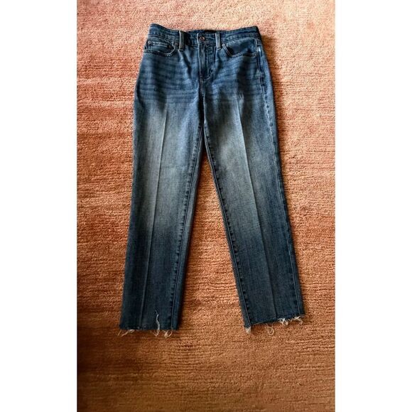 Talbots Denim - Talbots Modern Ankle Jean 4P Blue Stretch Denim Raw Hem Jeans Petite